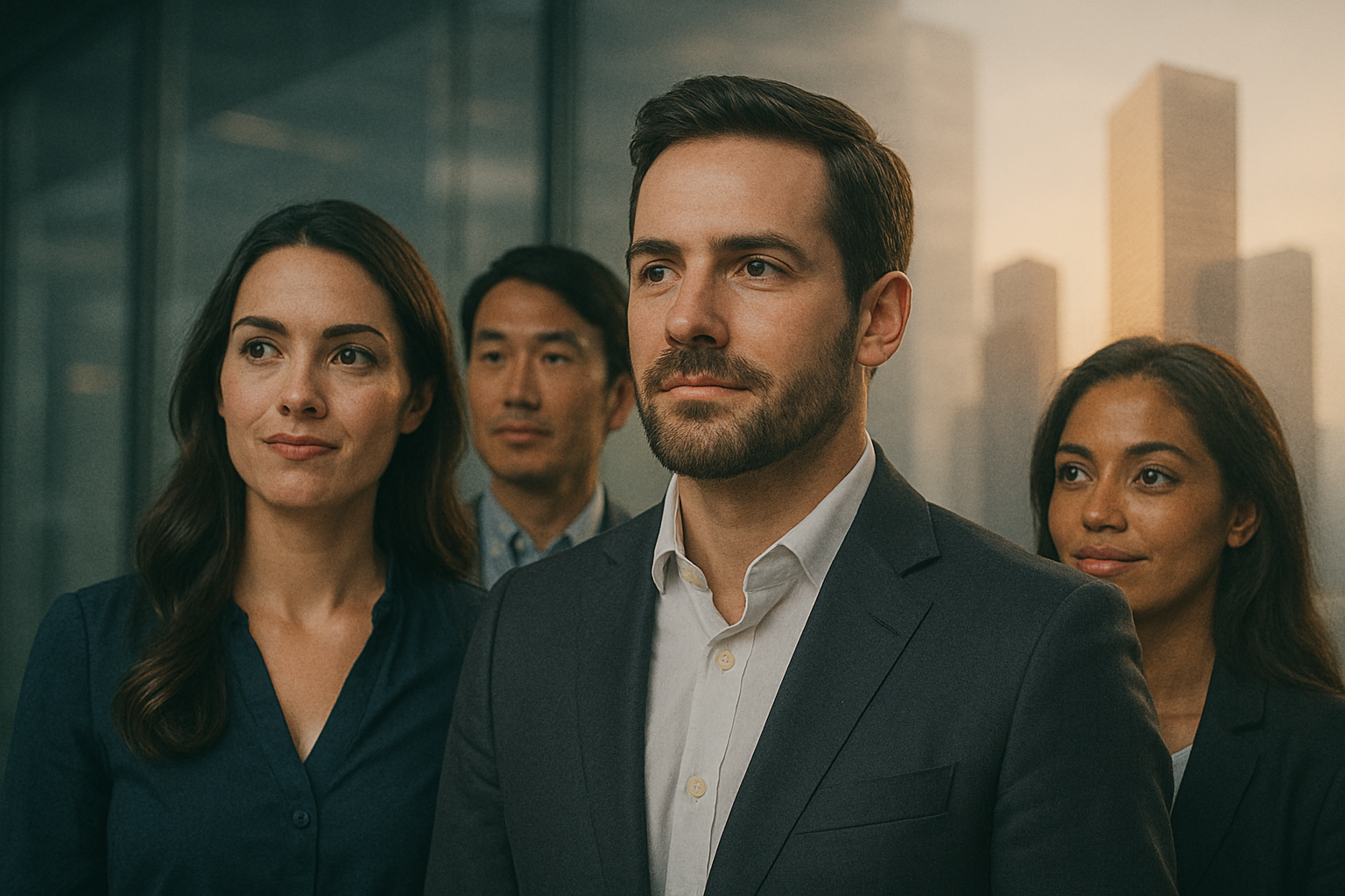 Professional diverse team of consultants in modern office setting